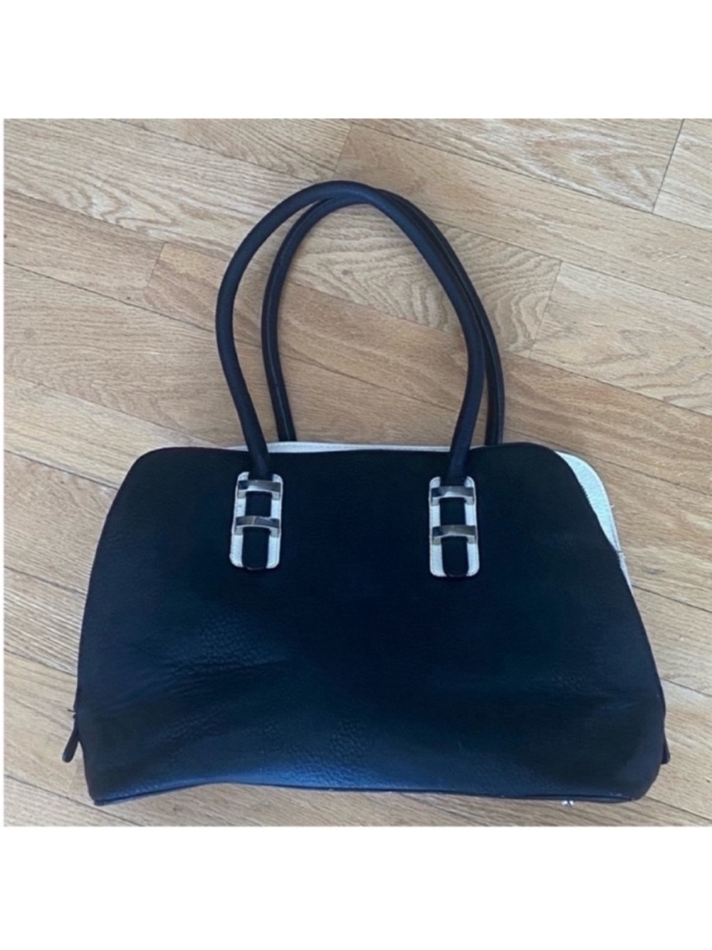 Charming Charlie black white station dome satchel purse shoulder bag zipper